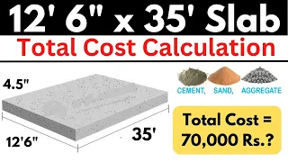 12' 6" x 35' Slab Cost Calculation | Cement Sand and Aggregate Quantity In Concrete | Slab Cost 2024