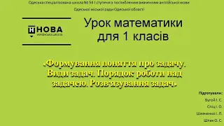 Формування поняття про задачу. Види задач. Порядок роботи над задачею. Розв'язування задач. 1 клас