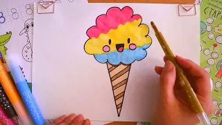 Как нарисовать сахарную вату поэтапно для детей | Как нарисовать сладости | для срисовки | Няня Уля