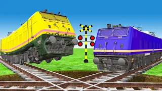 【踏切アニメ】あぶない電車 Train Crash 🚦 踏切 Fumikiri 3D Railroad Crossing Animation