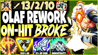 New Olaf Rework BROKE the ON-HIT BUILD ~ Nothing can ESCAPE or SURVIVE 🔥 LoL Top Olaf s12 Gameplay