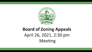 Board of Zoning Appeals April 26, 2021 Meeting