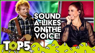 MIND-BLOWING Sound A-likes on The Voice! | TOP5