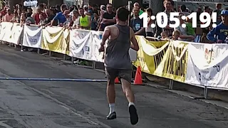 Benjamin Pachev, Deseret News Half Marathon, 1:05:19 finish Crocs!