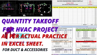 QUANTITY TAKEOFF FOR HVAC PROJECT II AS PER ACTUAL PRACTICE IN EXCEL SHEET II ENGLISH TUTORIAL.