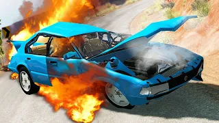 High Speed Hill Climb Race Ends In Fiery EXPLOSION! Insane Racing Scenarios! - BeamNG Drive