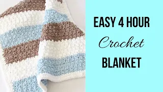 4 Hour Crochet Blanket- Beginner Friendly!