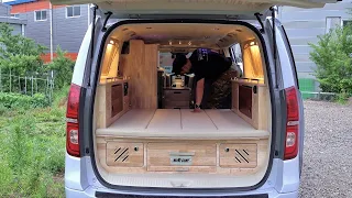 Process of Making Comfortable Camper With Used Van. Korean Camper Van Factory Technology