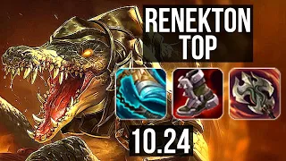 RENEKTON vs GANGPLANK (TOP) | 7/0/3, 1000+ games, Godlike | KR Grandmaster | v10.24