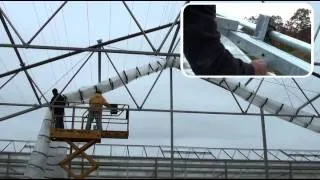 Installing the roof covering on a peaked roof house (A-Frame, Rafter)