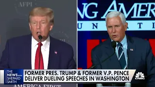 Donald Trump and Mike Pence deliver dueling speeches in D.C. today