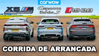 BMW X6M vs Audi RSQ8 vs Porsche Cayenne Turbo S - CORRIDA DE ARRANCADA