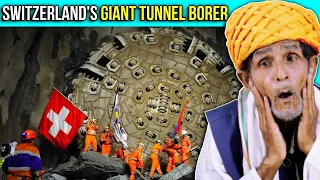 Villagers' Astonishing Reactions to Switzerland's Enormous Tunnel Boring Machine! Tribal People