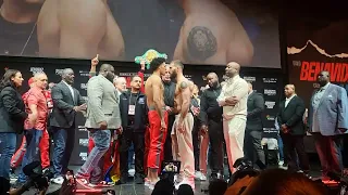 CALEB PLANT TOUCHES DAVID BENAVIDEZ FACE AND ALL HELL BREAKS LOOSE AT PRESS CONFERENCE 😳😳😳