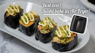 BAKED SUSHI using AIR FRYER | with simple KANI SALAD TOPPING | AIR FRYER RECIPES