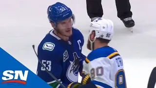 Vancouver Canucks And St. Louis Blues Exchange Handshakes After Gritty Series