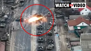 Russian tanks come under attack in Kyiv, Ukraine