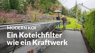 Rolfs gewaltiger Hydrotech Trommelfilter mit Japanmattenbiologie | Modern Koi Blog #6561