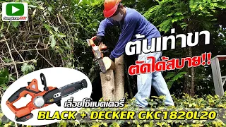 ตัดแต่งต้นไม้ด้วยเลื่อยโซ่แบตเตอรี่ BLACK + DECKER GKC1820L20  ต้นใหญ่เท่าขา ก็ยังไหว แจ่มมาก!!