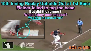 Replay Upholds Boston Out at First Base as Call Stands Due to Inconclusive Michael Taylor Base Touch