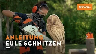 Eule schnitzen mit der Motorsäge (Anleitung)