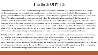 The Birth Of Khadi