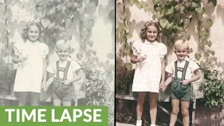 Time lapse restoration & colorization of incredibly old photo