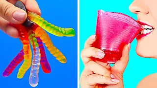 DIY Gummy Food Challenge || How To Make Hilarious Gummy Worms And Glasses