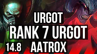 URGOT vs AATROX (TOP) | Rank 7 Urgot, 12/3/4, 500+ games, Dominating | EUW Master | 14.8