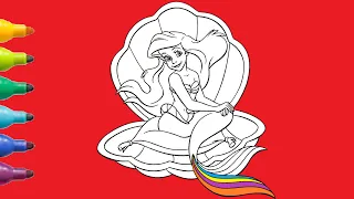 How to Color Ariel the Little Mermaid | Disney Princess | Coloring Page