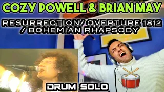 Cozy Powell & Brian May - Resurrection/Overture1812/Bohemian Rhapsody (Drum Solo)- 1st Time Reaction