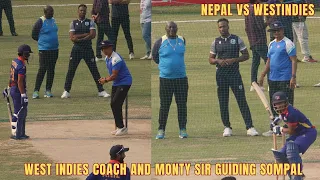 West Indies Mathew Forde and Monty Sir Guiding Nepali batsman in Net session
