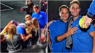 Rafa hugs Federer's Kids after Roger's Retirement & says Last Emotional Goodbye to Roger