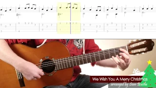 'We Wish You A Merry Christmas' - easy guitar arrangement with score and TAB