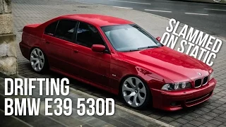 Garcia drifting slammed BMW e39 530d red on 19" style 121 wheels