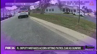(VIDEO) "Shots fired!": Deputy mistakes acorn hitting patrol car for gunfire