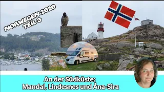 Norwegen 2020, Teil 3, Wohnmobil-Rundreise: Südküste: Mandal, Lindesnes, Åna-Sira