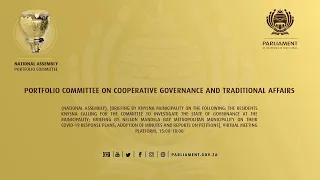 Portfolio Committee on Cooperative Governance and Traditional Affairs 12 June 2020