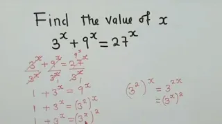 Solve for x, 3^x+9^x=27^x - Olympiad Mathematics