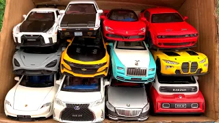 Box Full of Model Cars - Porsche Taycan, GTR R35, Toyota AE86, Rolls Royce Wraith, Ferrari sf90