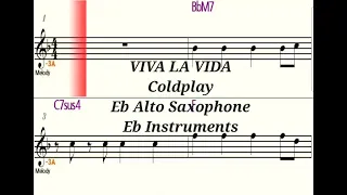 VIVA LA VIDA - Eb Alto Saxophone Playalong - Sheet Music - Backing Track