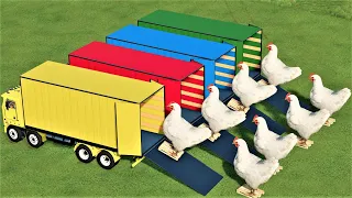 TRANSPORT OF COLORS ! ANIMALS TRANSPORTING WITH COLORED TRUCKS ! FARMING SIMULATOR 22! COLOR BALLS !