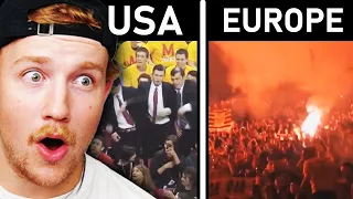 Canadian Reacts to BASKETBALL FANS USA vs EUROPE (ULTRAS)