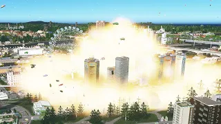 Fisher Enclave City gets destroyed by a meteor shower in Cities Skylines