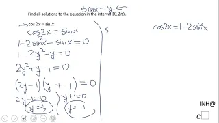 INH: Trigonometry: Solving Trigonometric Equations #3