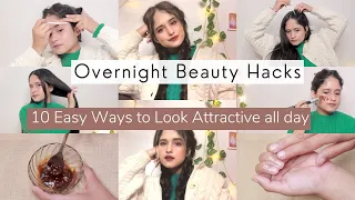 10 Easy Overnight Beauty Hacks for healthy Skin & Hair✨Look beautiful the next day 💜