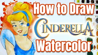 ✨Let's Draw Cinderella from Disney Cartoon - How to Make Princess Watercolor✨