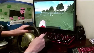 beating minecraft hardcore mode with a steering wheel