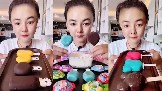 VERY DELICIOUS MILK HOMEMADE CHEESE CHOCOLATE ICE CREAM SO FAST ASMR EATING SHOW