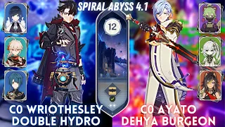 C0 Wriothesley 2 Hydro & C0 Ayato Hyper Burgeon | Spiral Abyss Floor 12 - 9⭐